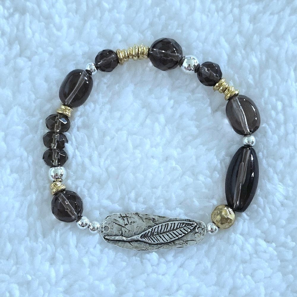 Noa Zuman Simulated Smokey🔥 Quartz Stretch Bracelet - NWT - Picture 14 of 16